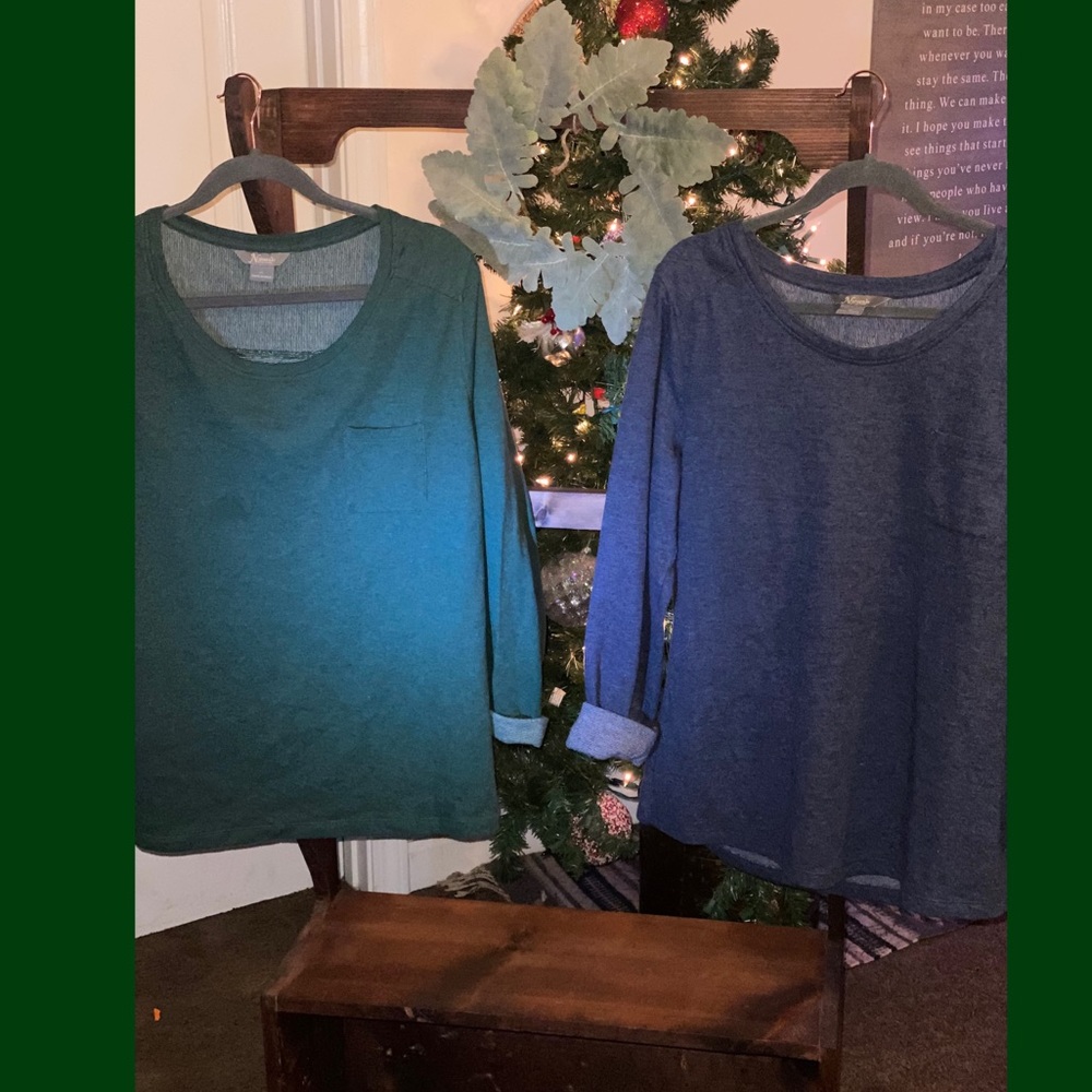 2 for $20! Green and Blue Natural Reflections Sweater Tops (XL)